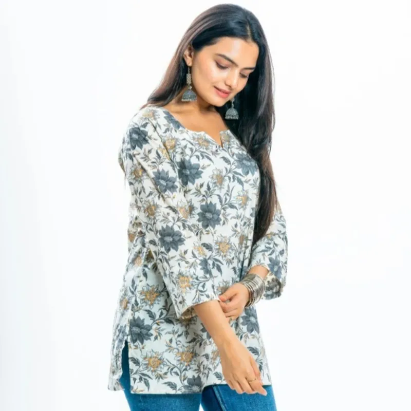 Blue Floral Kurti Casual