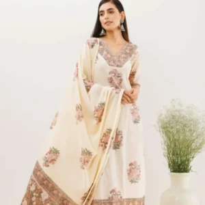 Cream Floral Kurta Set