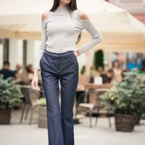 Cutout Grey Flared Jeans