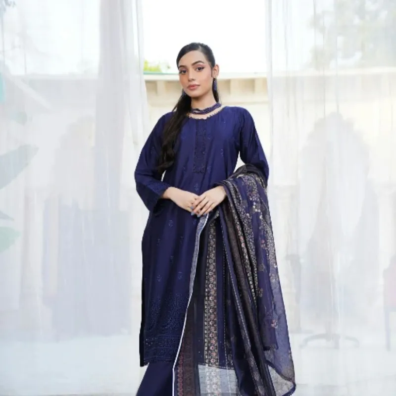 Embroidered Navy Kurta Set