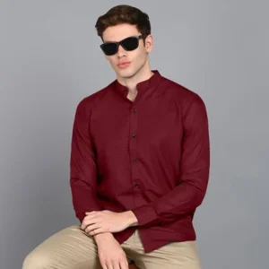 Maroon Chinese collar western wear