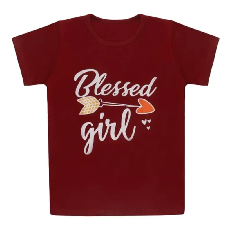 Maroon Girlkid Pattern Tshirt