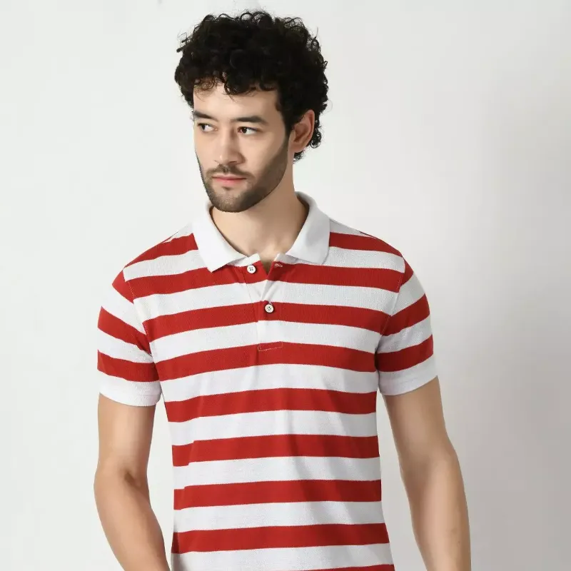 Red Polo Tshirt with stripes