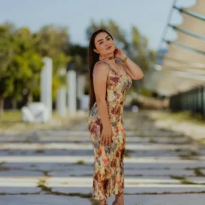 brown floral jumpsuit