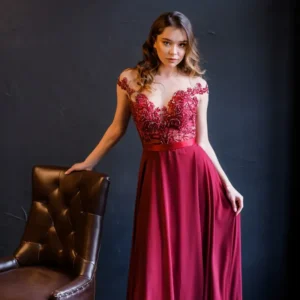 maroon velvet gown