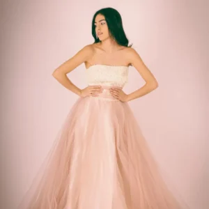 pastel pink tulle gown