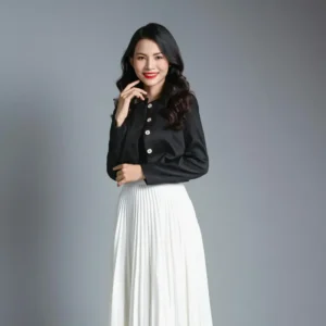 white skirt with black jacket